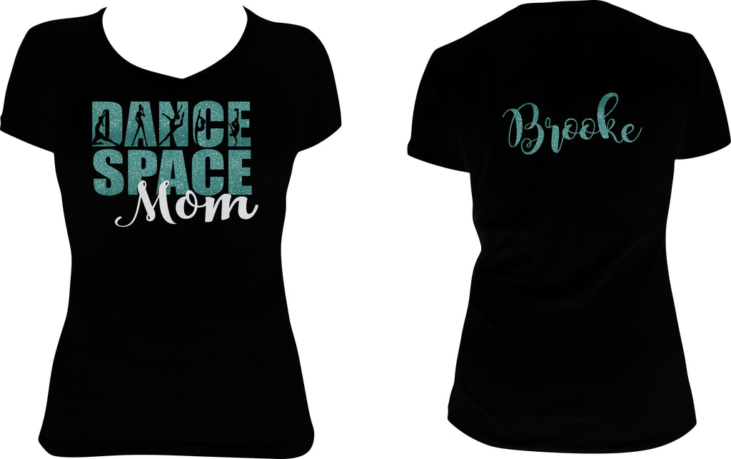 DanceSpace Mom Glitter V neck Tee